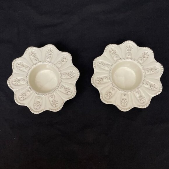 Yankee Candle White Porcelain Votive Tea Light Holders 2 Pineapple Neutral - Picture 1 of 6